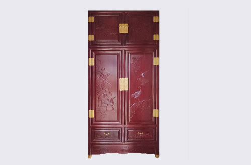 掇刀高端中式家居装修深红色纯实木衣柜