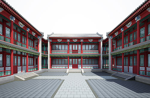 掇刀北京四合院设计古建筑鸟瞰图展示